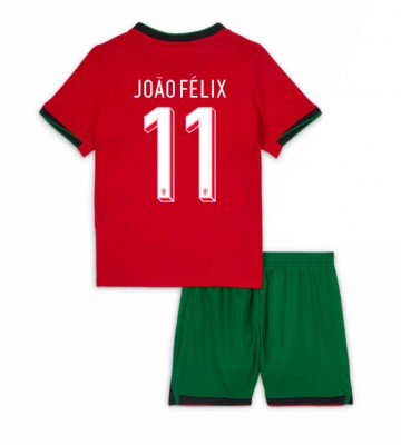 Portugal Joao Felix #11 Hemmakläder Barn EM 2024 Kortärmad (+ Korta byxor)